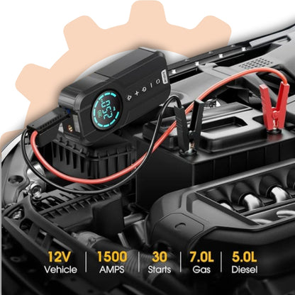 Démarreur de batterie portable et gonfleur de pneus 4 en 1 pour voiture, vélo, moto d'urgence 